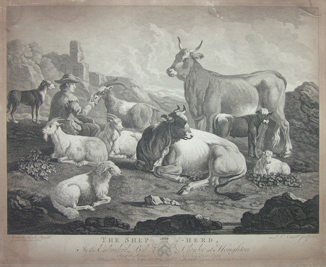 Print - The Shep-Herd. In the Embroider'd Bed Chamber at Houghton - Canot
